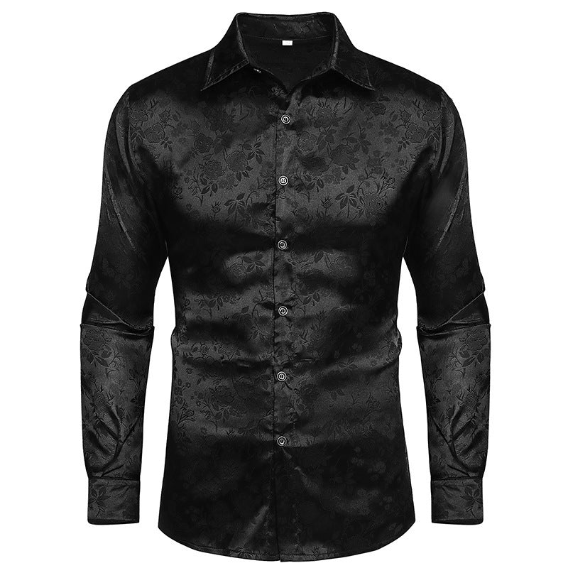 Luxury Black Long Sleeve Button-Up – Wedding / Prom / Party Formal Shirt