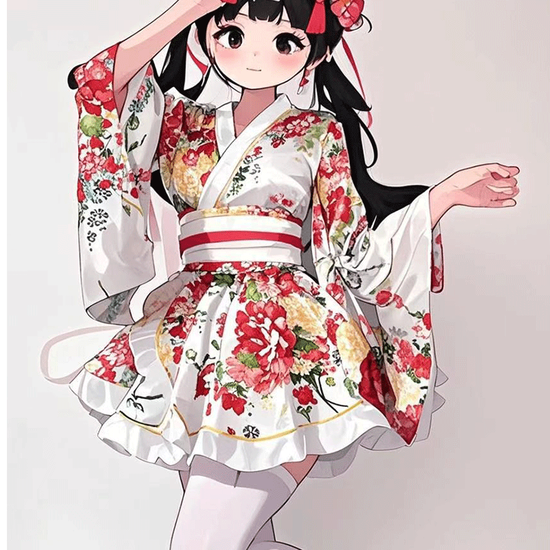 Japanese Kimono Robe Floral Yukata Dress Cosplay Sleepwear Costume Women