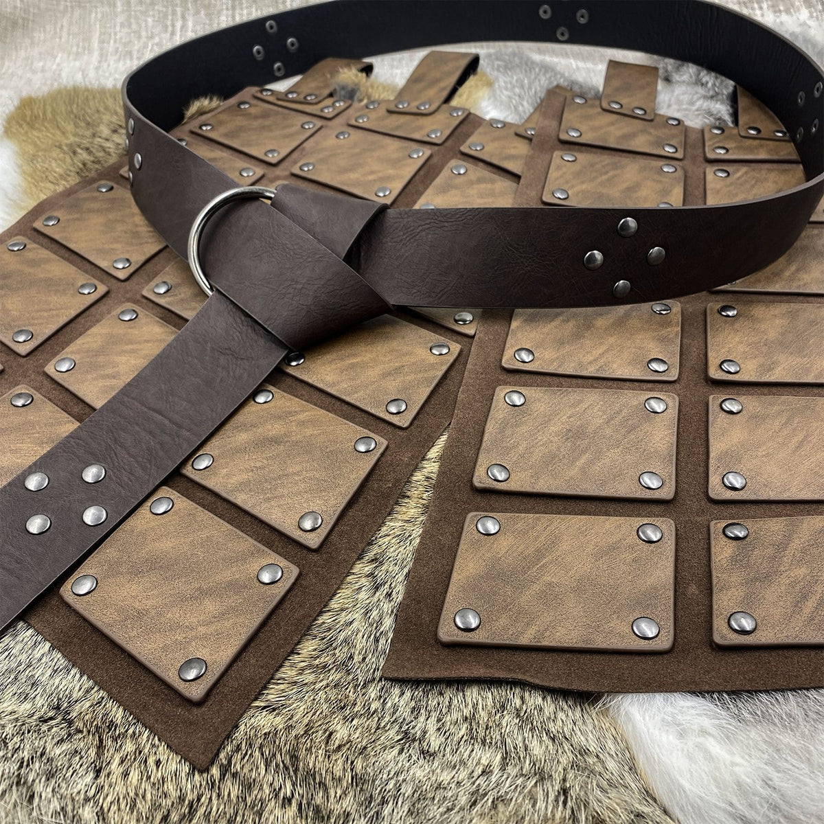Viking Tassets Medieval Armour Skirt – Faux Leather Panel Belt LARP Costume