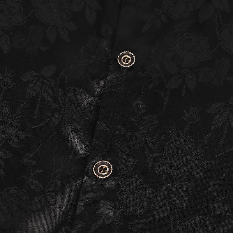 Luxury Black Long Sleeve Button-Up – Wedding / Prom / Party Formal Shirt