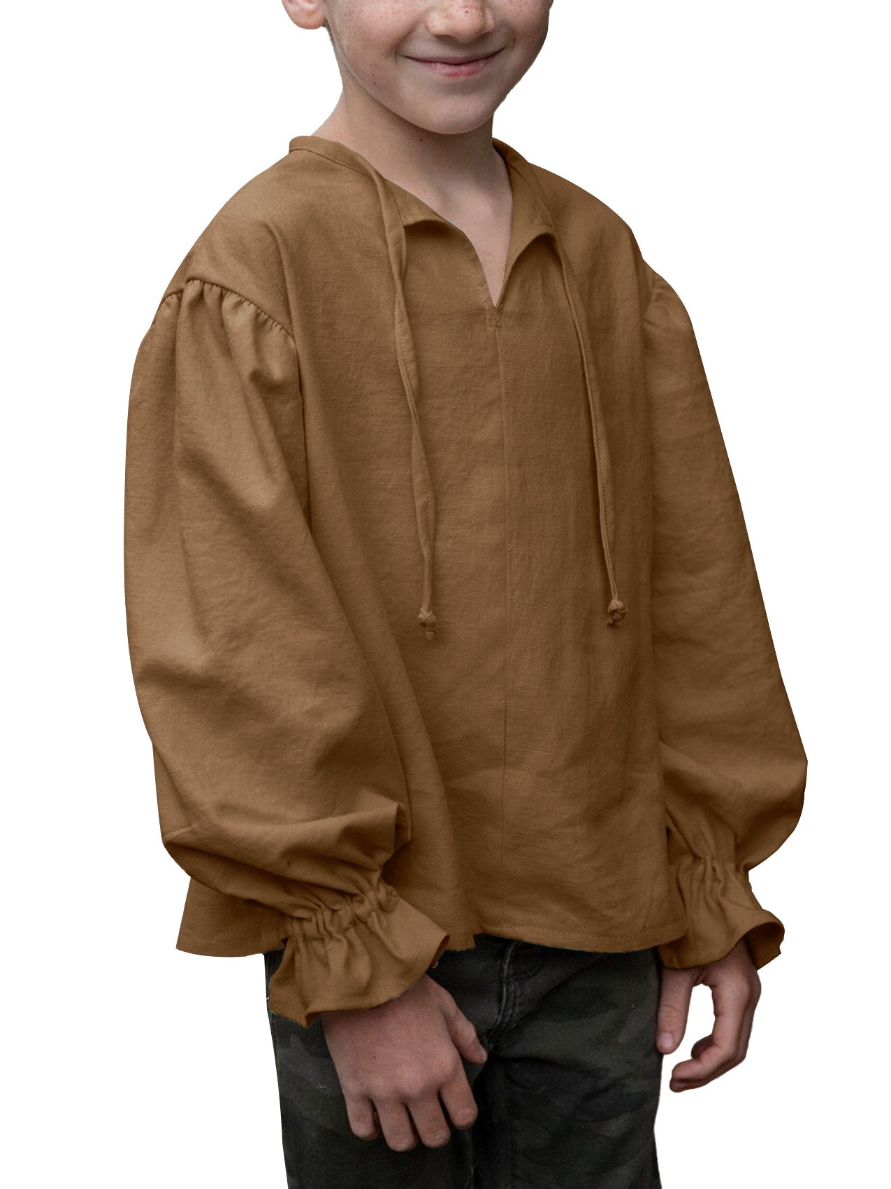 Boys Medieval Pirate Shirt Renaissance Long Sleeve Cotton Costume Top