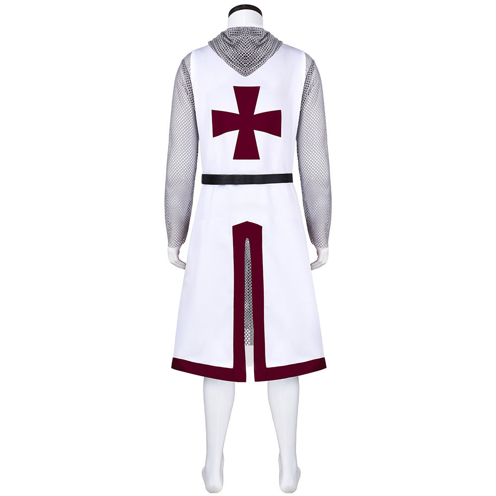 Men's Templar Knight 3-Piece Costume Set – Medieval Crusader Outfit