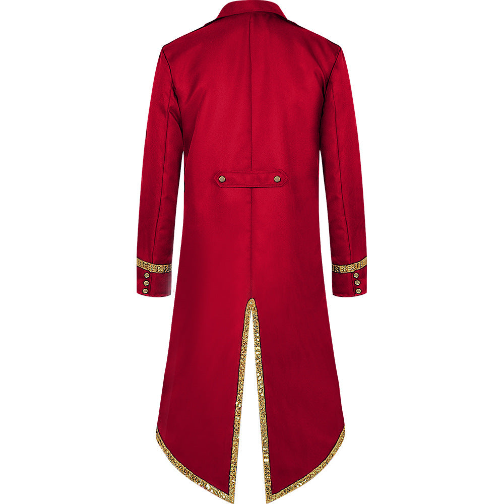 Men Vintage Steampunk Costume Tailcoat Jacket Gothic Victorian Retro Shining Edge Tuxedo Suit