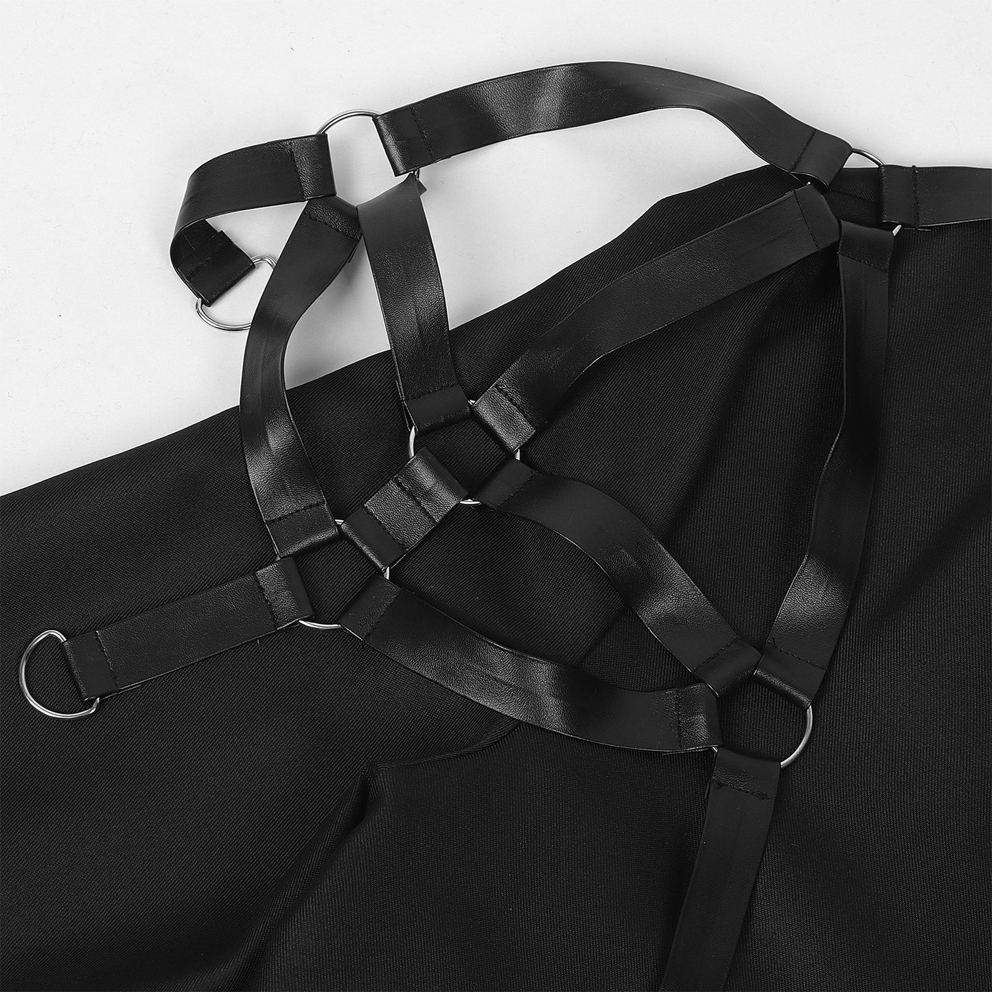 Men’s Gothic Punk Chain Long Coat Steampunk Asymmetric Jacket Medieval Cosplay Top