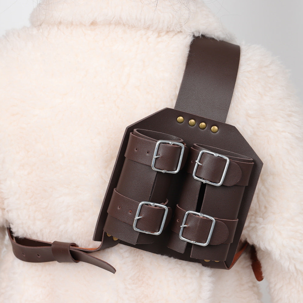 Medieval Double Sword Scabbard Harness PU Leather Knight LARP Back Holder