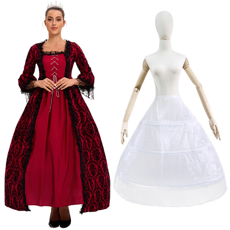 Women’s Vintage Gothic Renaissance Lace Court Dress Medieval Victorian Ball Gown