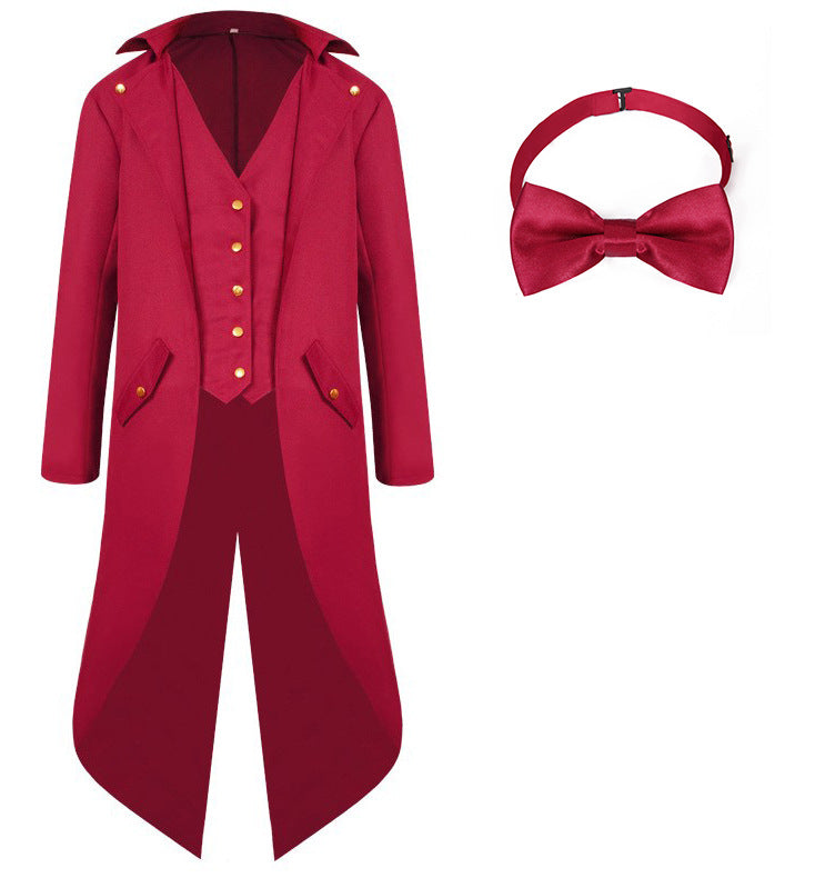 Boys Victorian Tailcoat Costume with Waistcoat Look & Bow Tie