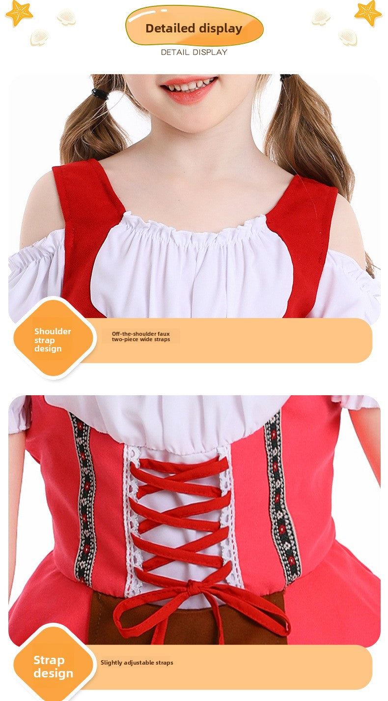 Girls Oktoberfest Costume Bavarian German Dirndl Dress Kids Fancy Dress