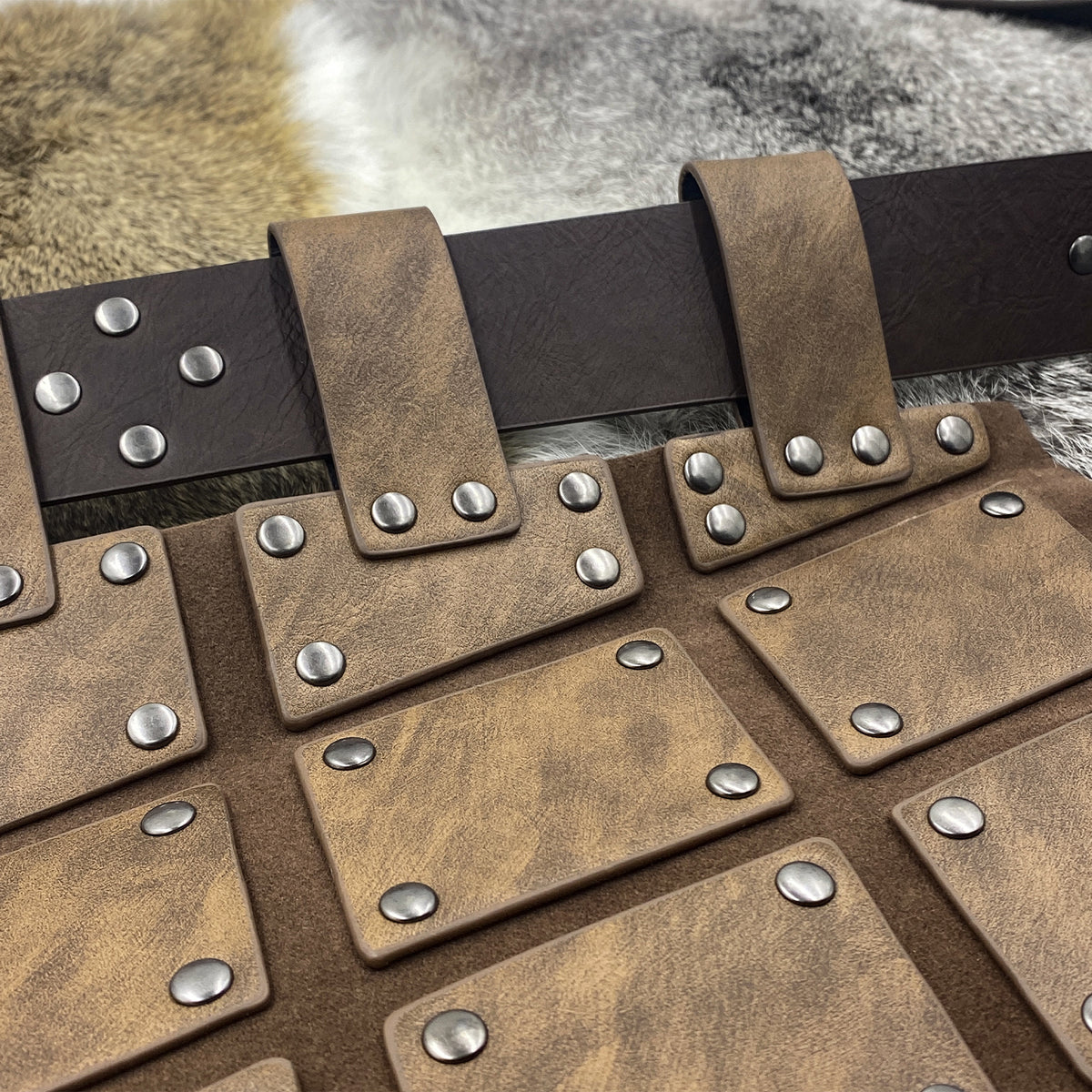 Viking Tassets Medieval Armour Skirt – Faux Leather Panel Belt LARP Costume