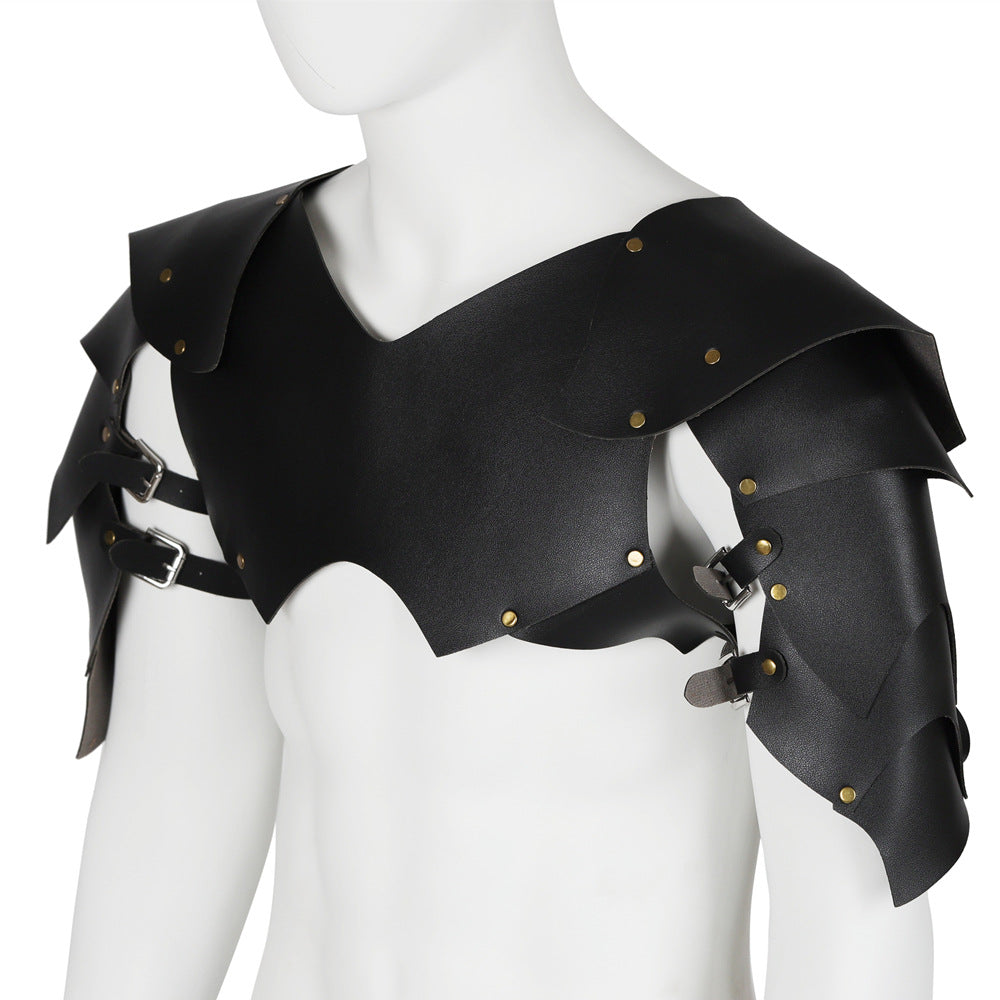 Medieval Crusader Knight Punk Magic Leather Shoulder Guards Chest Armor Shoulder Armor