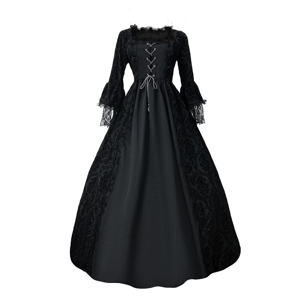 Women’s Vintage Gothic Renaissance Lace Court Dress Medieval Victorian Ball Gown