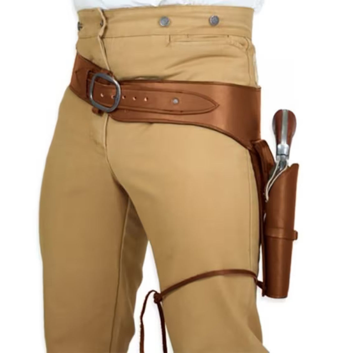 Western Costume Utility Belt – Vintage Cowboy Belt with Decorative Leg Strap
