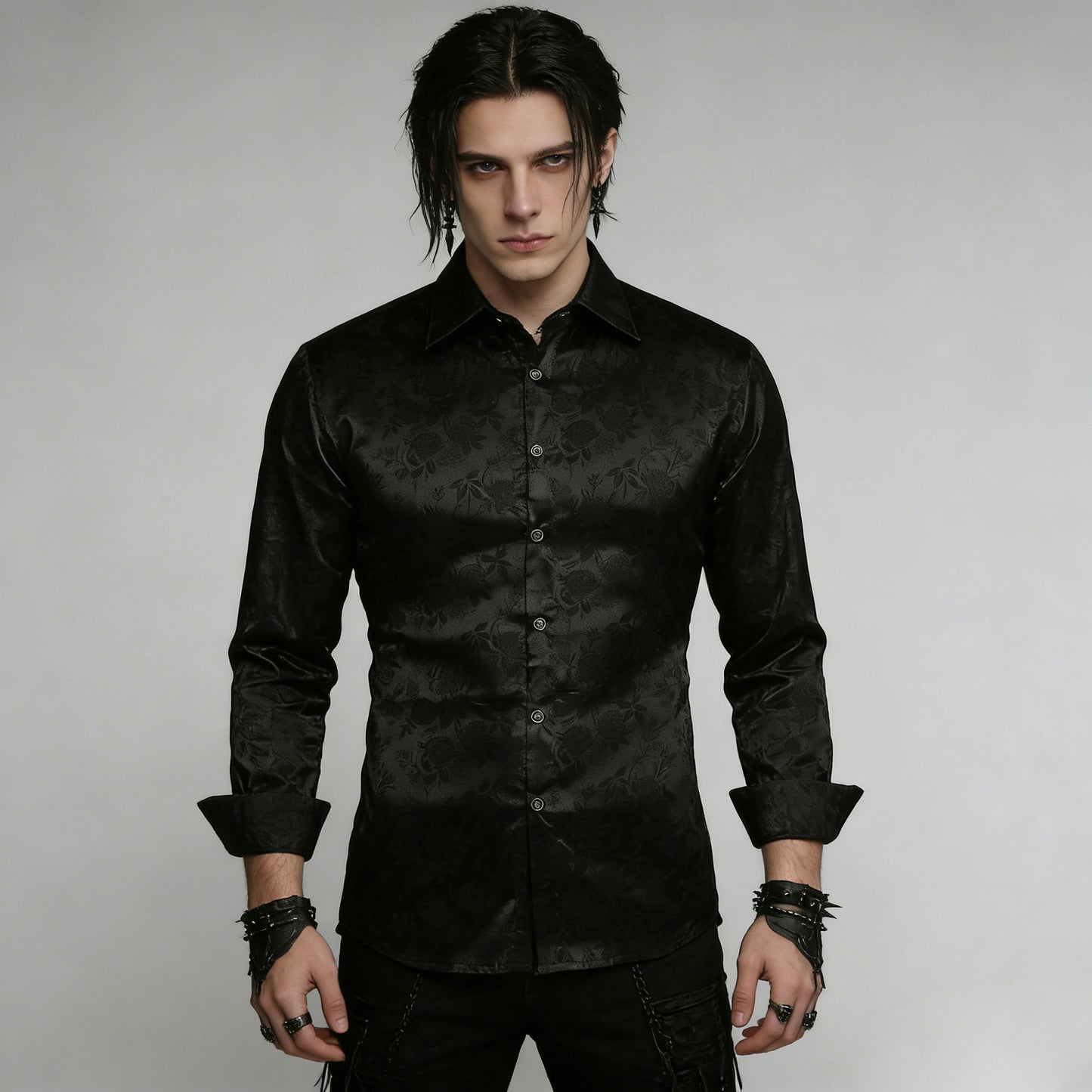 Luxury Black Long Sleeve Button-Up – Wedding / Prom / Party Formal Shirt