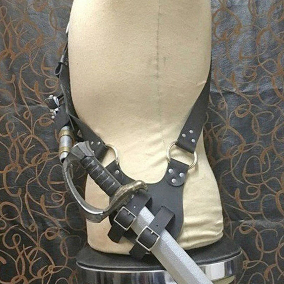 Medieval Fantasy Crossbody Harness – Vintage Leather-Look Costume Straps
