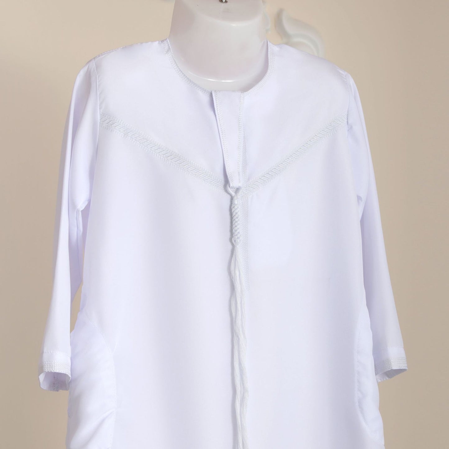 Boys White Thobe Traditional Kids Long Robe Eid Formal Outfit