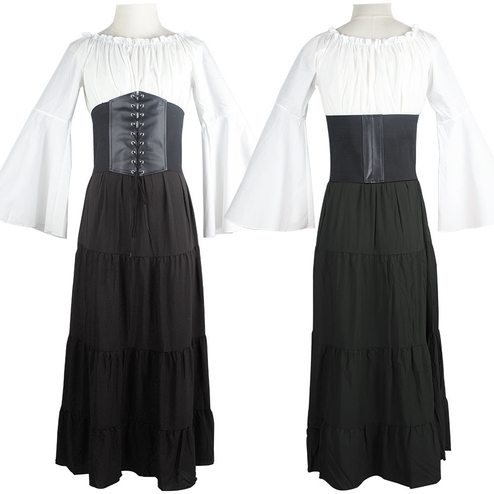 Renaissance Medieval Women Corseted Dress Costume for Halloween Xmas Party