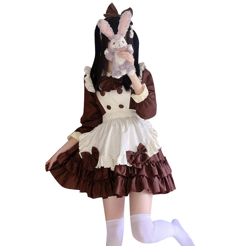 Lolita Loli Dress - Soft Girl Chocolate Maid Dress for Cafe Maid Cosplay