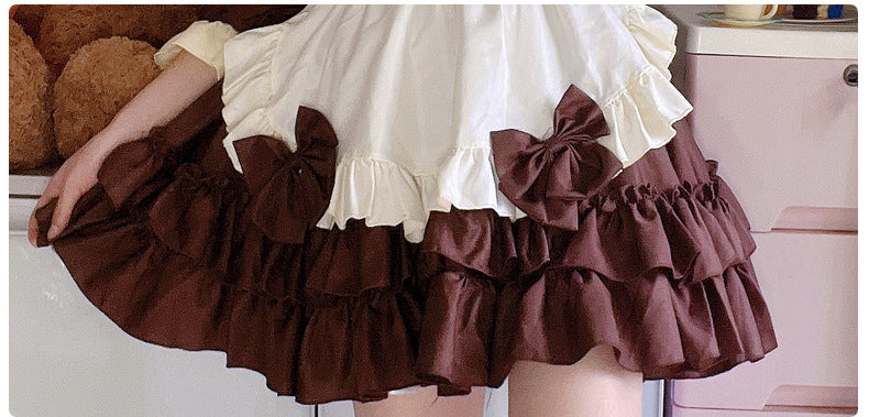 Lolita Loli Dress - Soft Girl Chocolate Maid Dress for Cafe Maid Cosplay