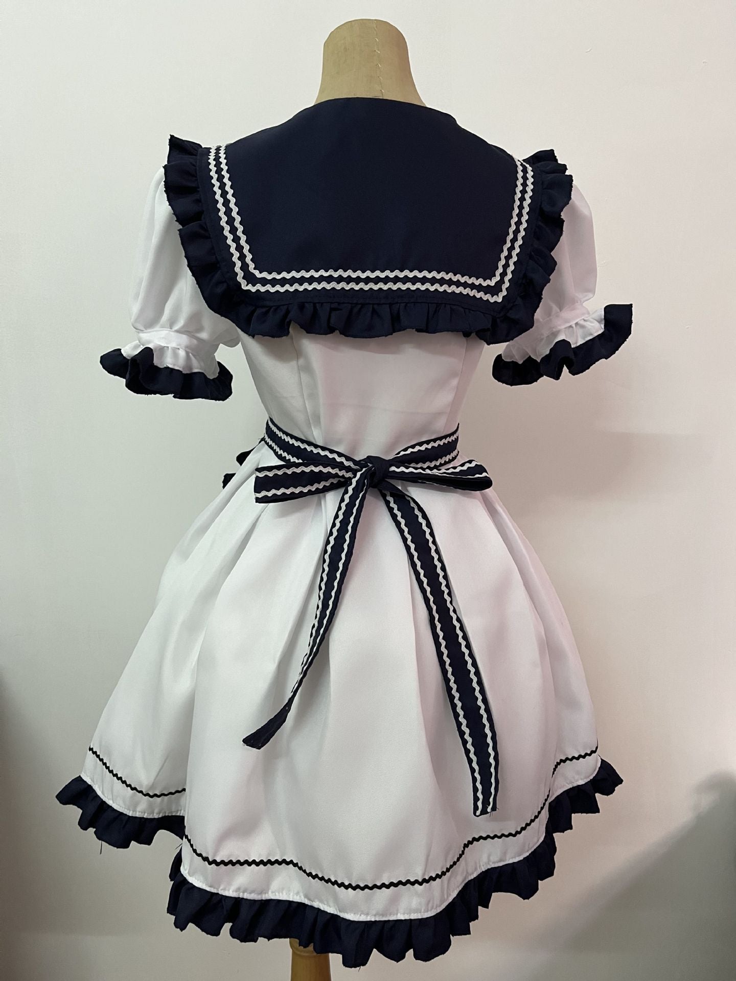 Japanese Little Navy Dress, Lolita Maid Dress JK Pleated Bow Cute Lolita Dress