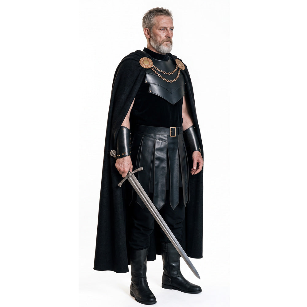 Men's Medieval Odyssey Black Knight Costume – Gothic Cape & Armour-Look Set