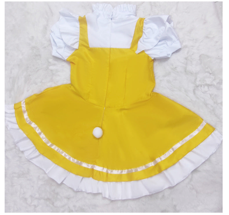 Japanese Anime Yellow Dream Maid Dress - Clever Maid Dress for Student Stage Performances (Loli Style)