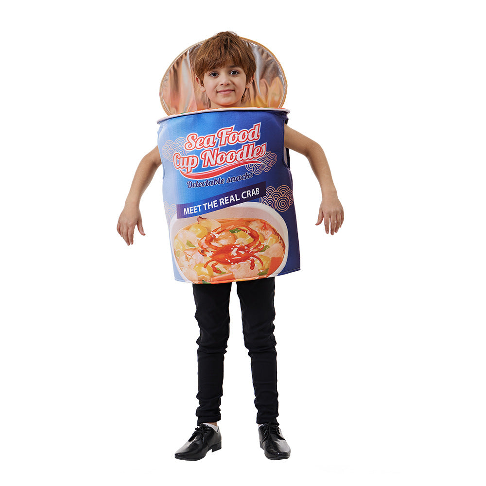 Children's Bowl Noodle Playsuit - Fun Seafood Soaked Noodle Jumpsuit Halloween Costume for Campus Performances