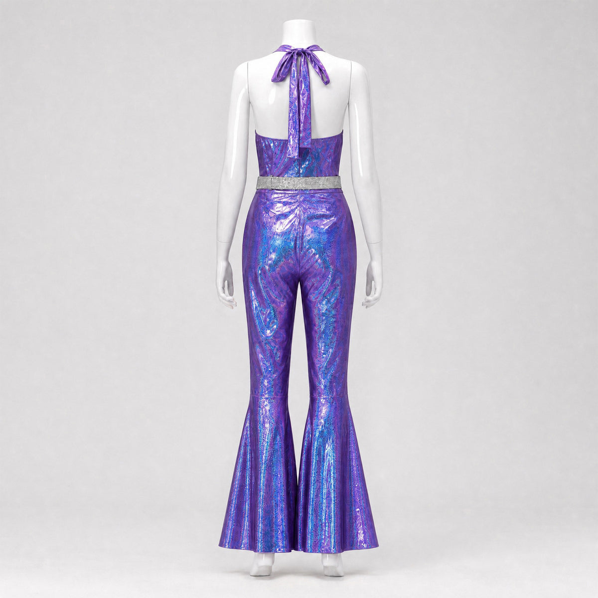 Women's 70s Disco Metallic Flared Jumpsuit – Retro Costume