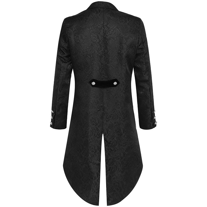 Men Steampunk Retro Long Jacket Prom Victorian Style Formal Suit Tailcoat Velvet Coat Medieval Nobility