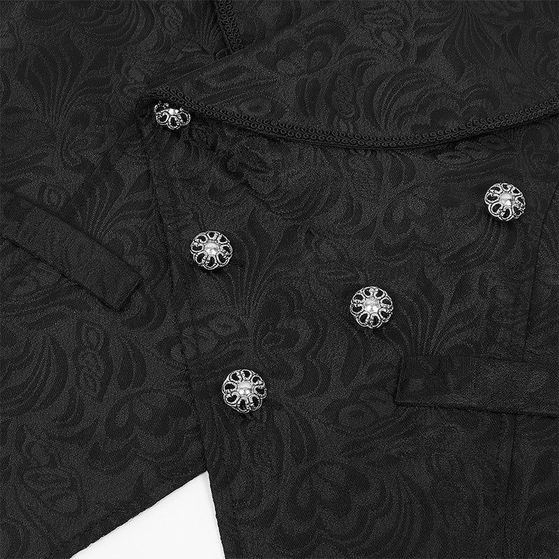 Mens Gothic Jacquard Waistcoat Victorian Steampunk Vest