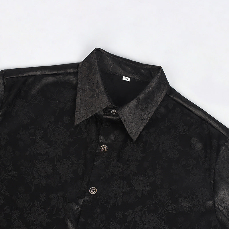 Luxury Black Long Sleeve Button-Up – Wedding / Prom / Party Formal Shirt