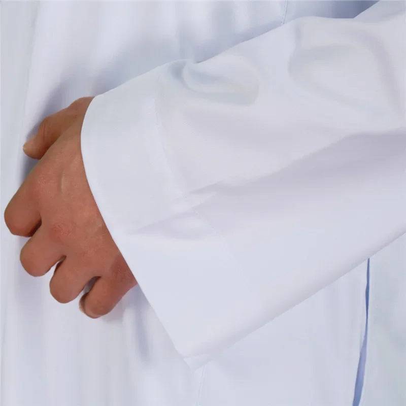 Men's Long Sleeve Thobe – Stand Collar Traditional Islamic Robe