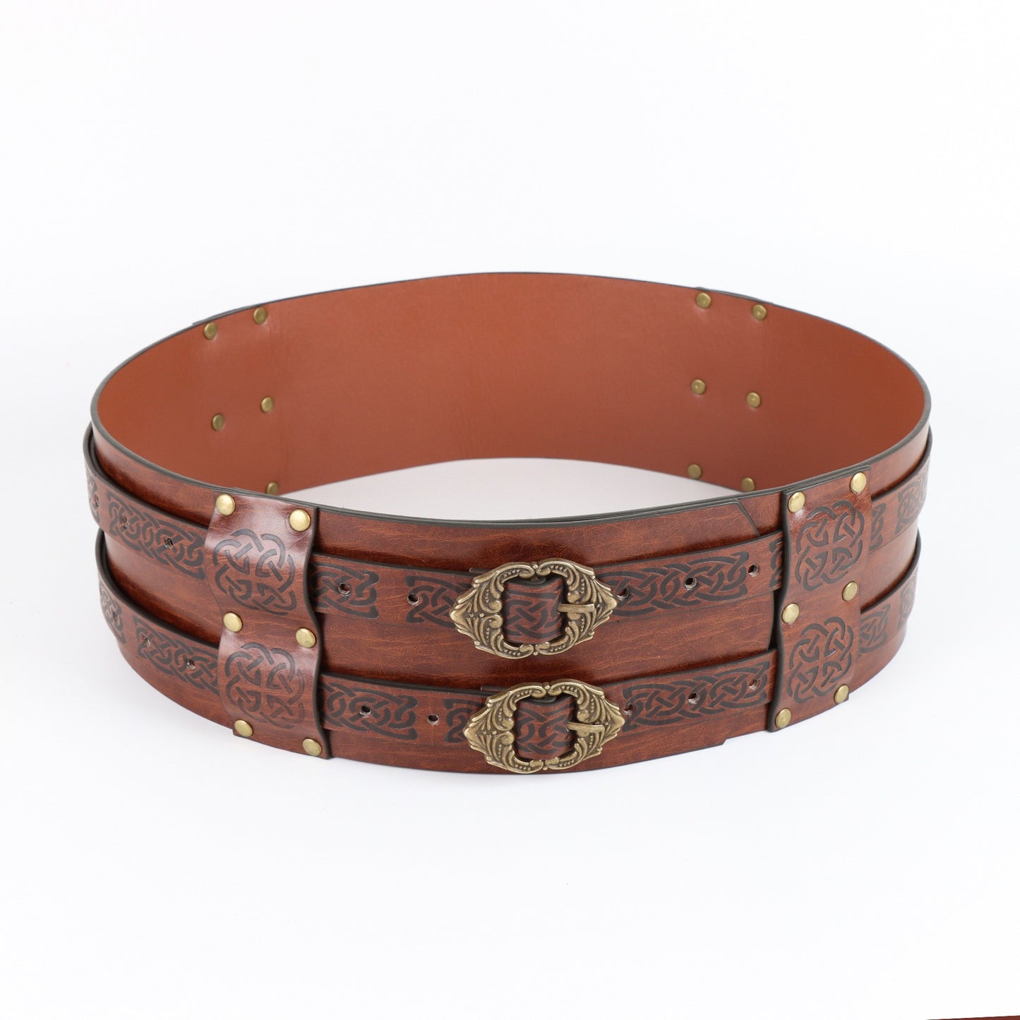 Medieval Viking Wide Belt Faux Leather Celtic Waist Belt LARP Cosplay Costume