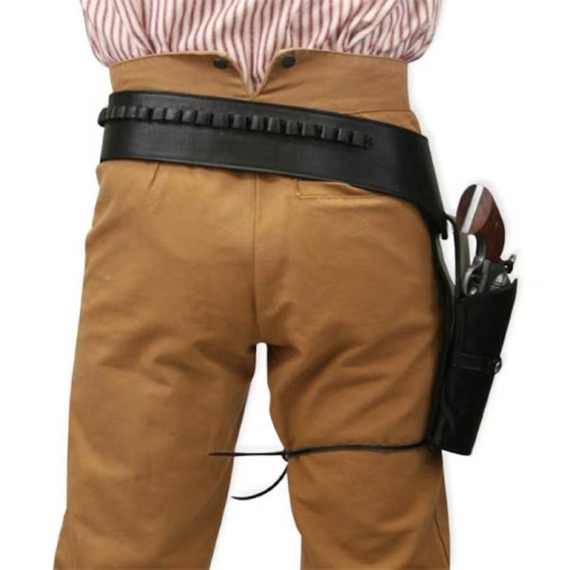 Western Costume Utility Belt – Vintage Cowboy Belt with Decorative Leg Strap