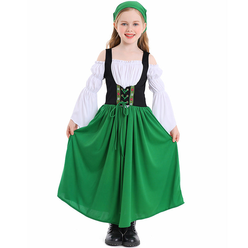 Girls Medieval Princess Dress Renaissance Cosplay Costume 4 Color Skirt