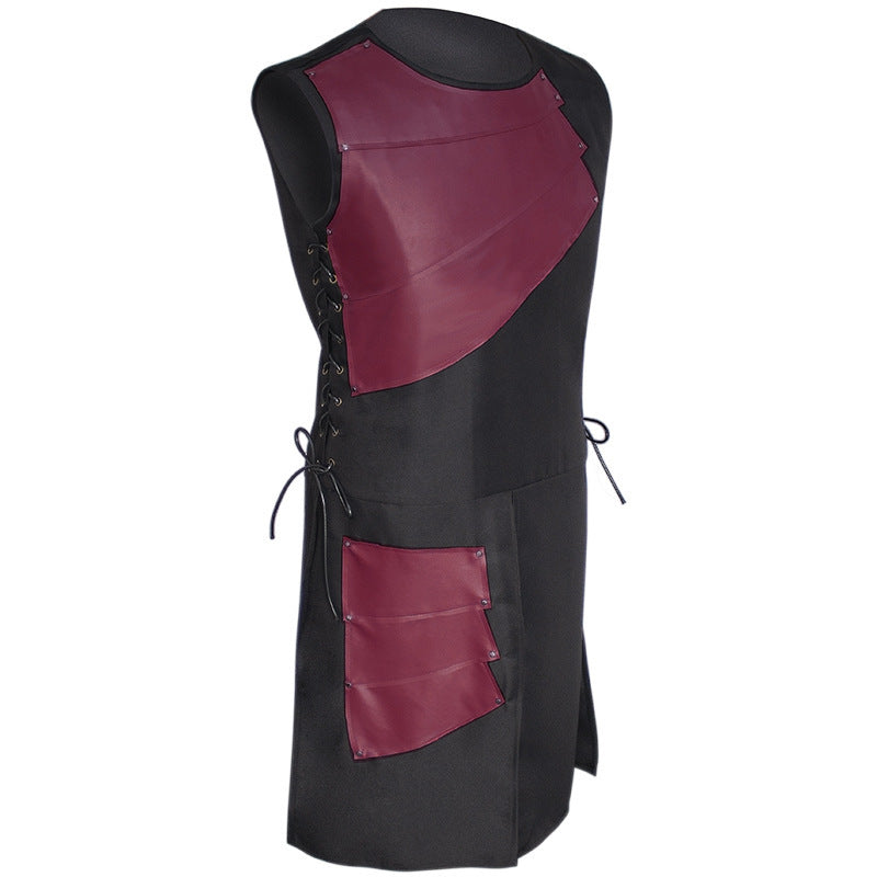 Mens Renaissance Knight Vest Sleeveless Lace Up Medieval Cosplay Tunic