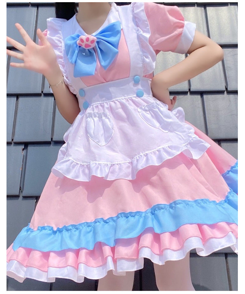 Sweet Cute Lolita Maid Dress Womens Girls Anime Cosplay Costume Layers Dresses