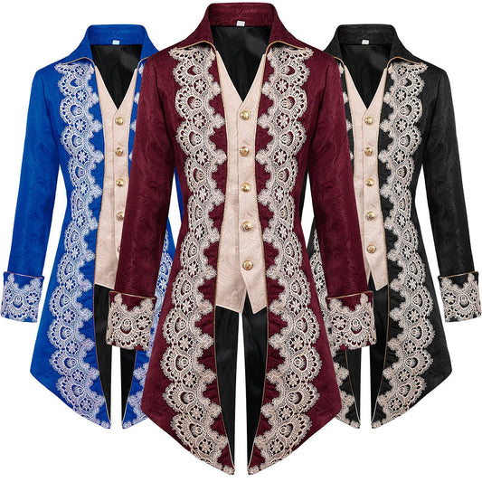 Retro Luxury Steampunk Medieval Jacket Gothic Victorian Frock Coat Party Costume