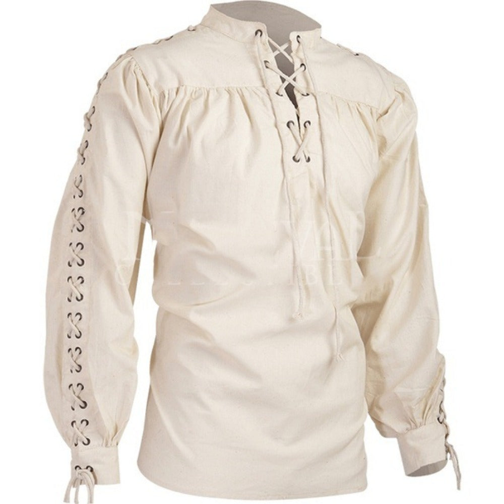 Men's Bandage Long Sleeved Medieval Renaissance Shirt Gothic Warrior Shirt