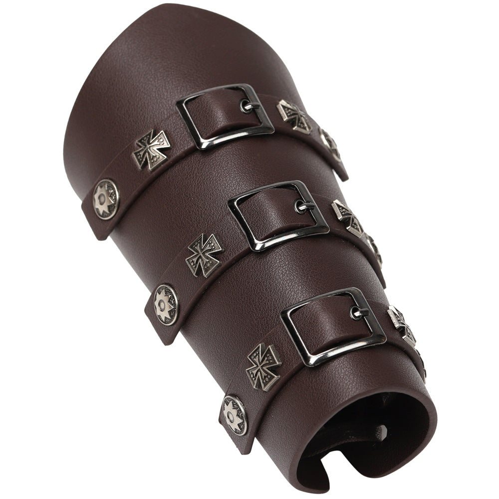 Medieval Renaissance Rivet Crusader Bracers Nail Wrist Guard Arm Guard with PU Leather Lacing