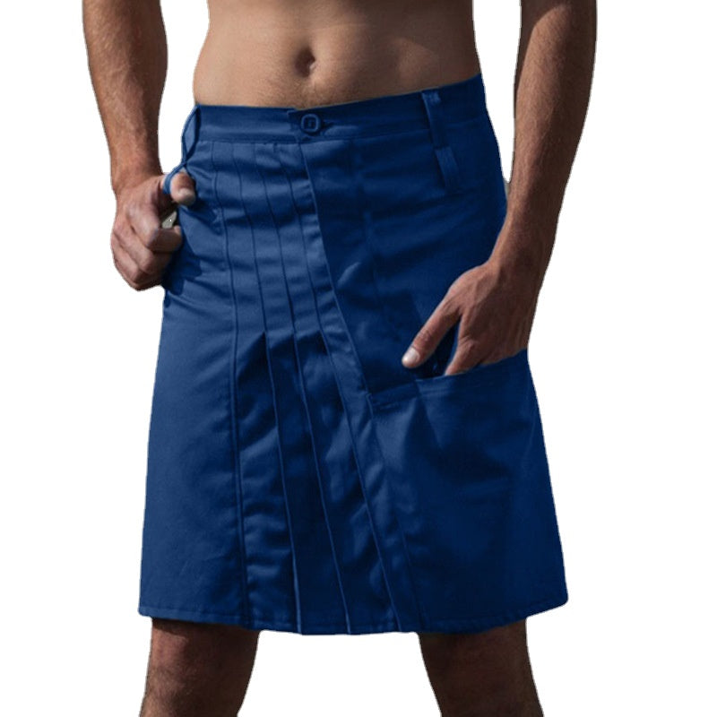 Medieval Men's Skirt Pleated Skirt, Casual Hip Skirt, Solid Color Samurai Skirt for Role-Playing