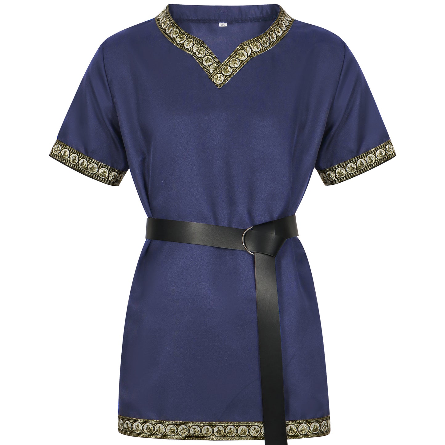 Mens Medieval Tunic Royal Knight Renaissance Crusader Halloween Costume Top with Belt