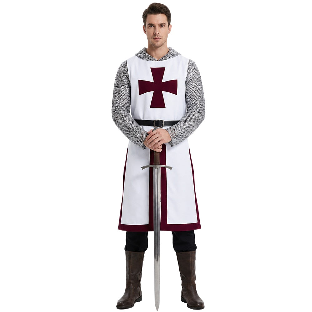 Men's Templar Knight 3-Piece Costume Set – Medieval Crusader Outfit