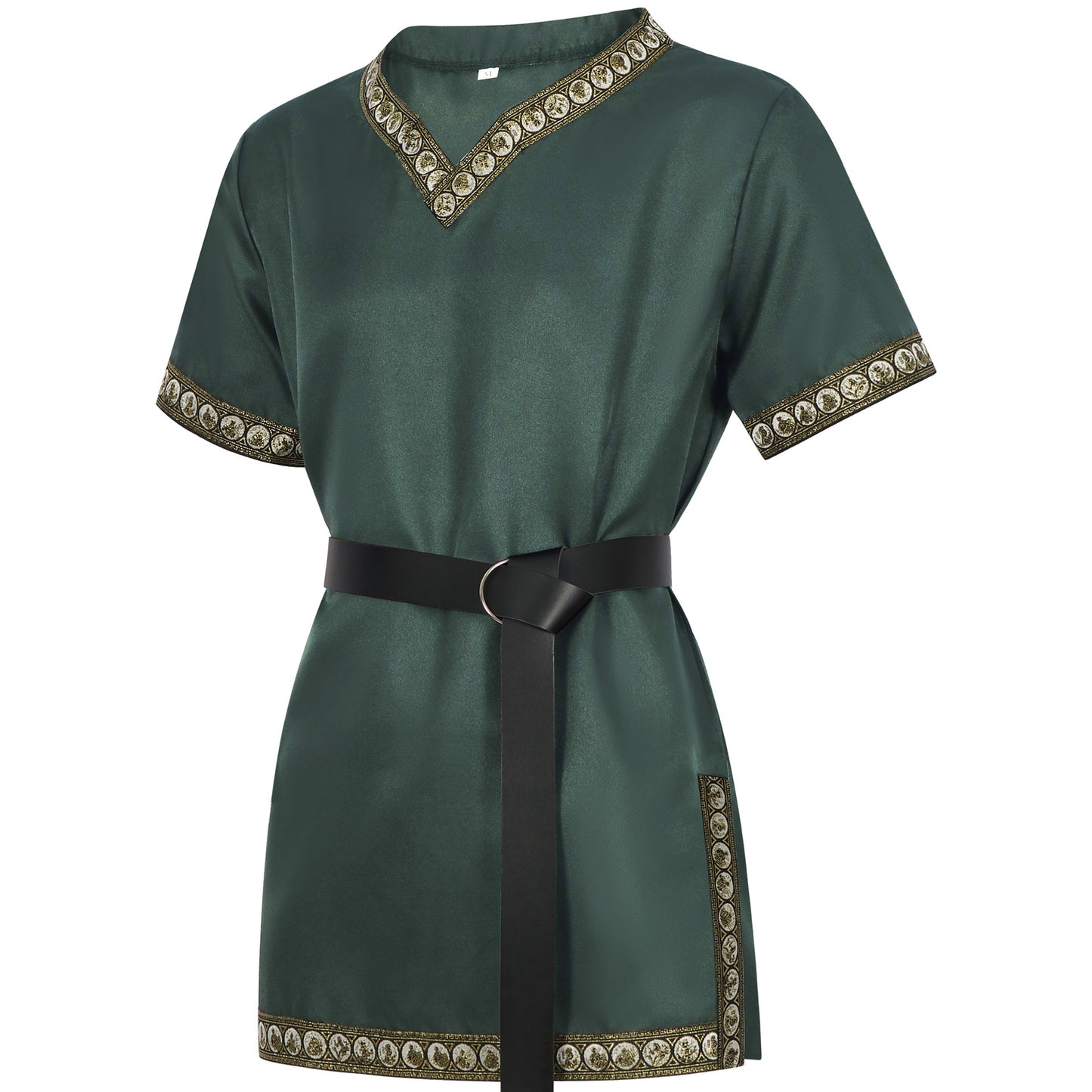 Mens Medieval Tunic Royal Knight Renaissance Crusader Halloween Costume Top with Belt