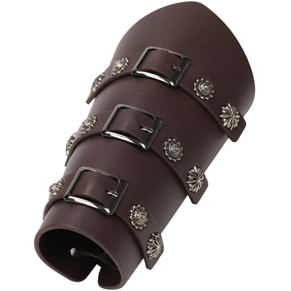 Vintage Medieval Bracers Handcrafted Punk Arm Armor Wrist Guard Halloween PU Leather