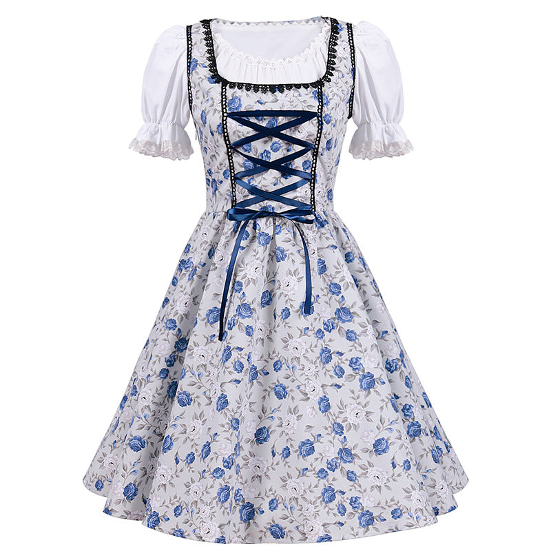 Munich Beer Festival Costume Party Dress - Cosplay Maid Outfit with V-Neck Dress