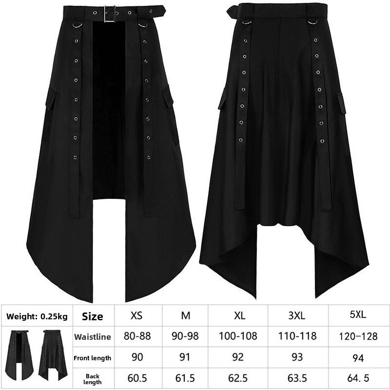 Dark Punk Rock Black Skirt Pants Unisex Gothic Streetwear Wide Leg Bottoms
