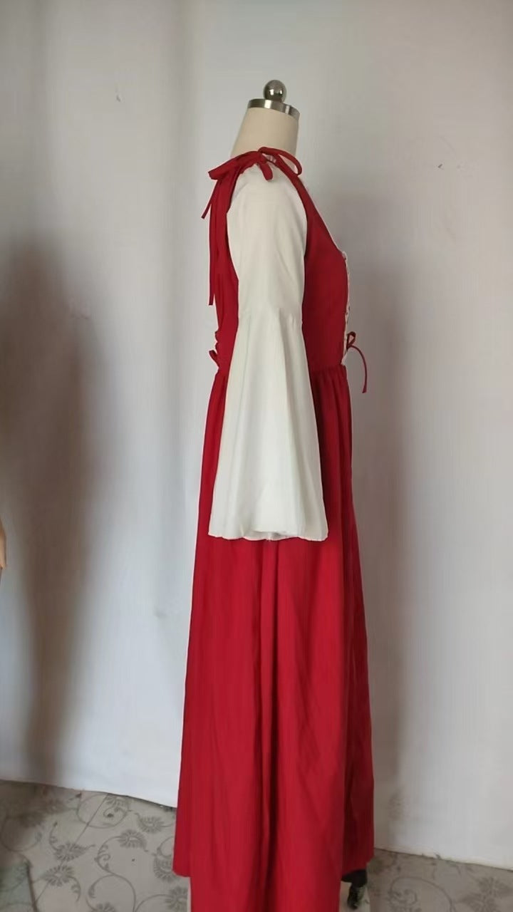 Women Retro Medieval Victorian Maxi Dress Halloween Party Renaissance Costume