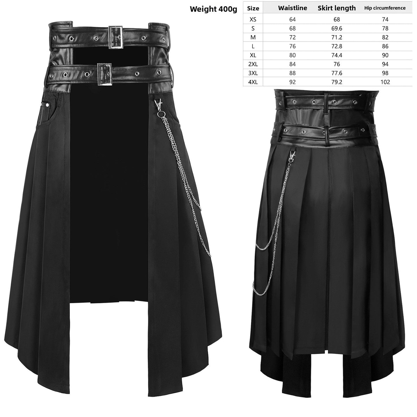 Dark Punk Rock Black Skirt Pants Unisex Gothic Streetwear Wide Leg Bottoms