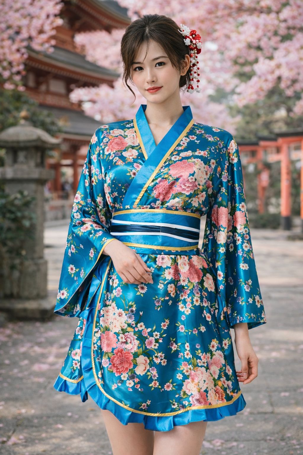 Japanese Kimono Robe Floral Yukata Dress Cosplay Sleepwear Costume Women
