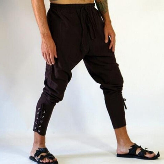 Medieval Pirate Ankle Band Pants Quick Dry Renaissance Costume Trousers